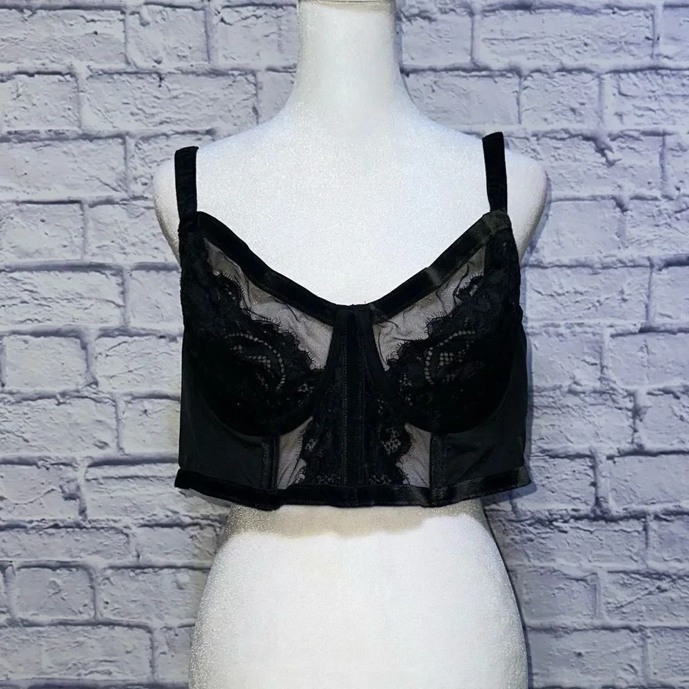 Cacique Velvet-Trim Unlined Balconette Bra 42D